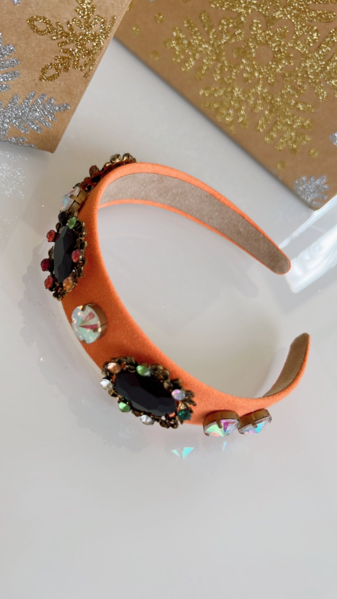 Suede Headband with detailed beads